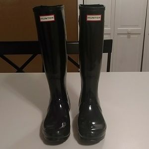 Hunter Back Adjustable Rain Boots - Glossy Black